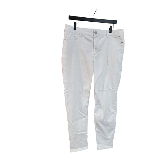 Time And Tru Womens White Skinny Jeans Size 16 Cotton Blend Stretch Mid Rise - Picture 1 of 3
